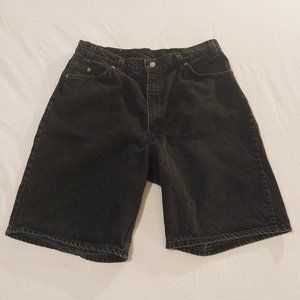 Vintage 90s Black Levis Denim Shorts Mens 36 Orange Tab 560 Loose Fit Logo - USA